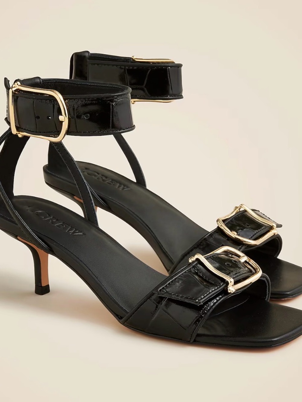 J Crew Krista kitten heel sandals in Italian croc emboss